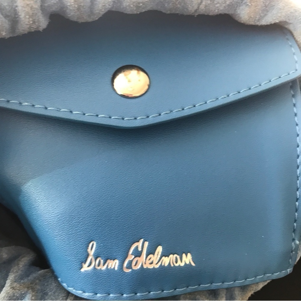 3/$15 Sam Edelman light blue suede and silver studded crossbody purse - Picture 7 of 13
